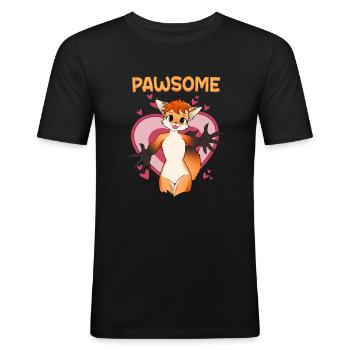 Pawsome I Furry Fandom Cospaly - Männer Slim Fit T-Shirt - Schwarz - Vorne - Nik (191cm)