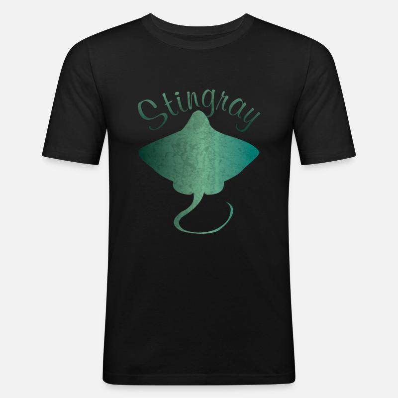 Rochen Stechrochen Stachelrochen Geschenk - Männer Slim Fit T-Shirt - Schwarz