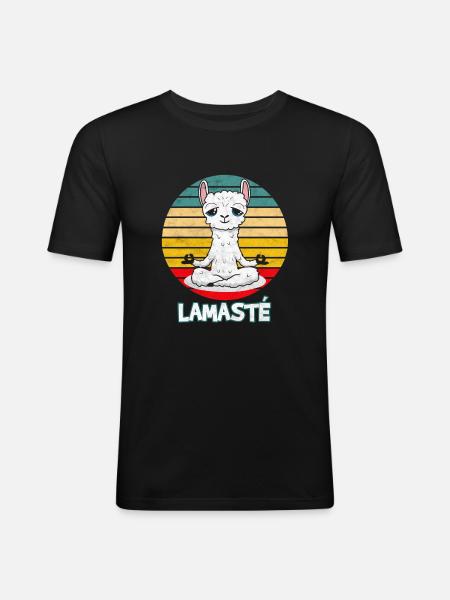 Yoga Meditation Mindfulness Lama - Namaste - Men's Slim Fit T-Shirt - black