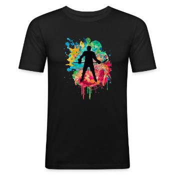 Eishockey Spieler - Männer Slim Fit T-Shirt - Schwarz - Vorne - Nik (191cm)