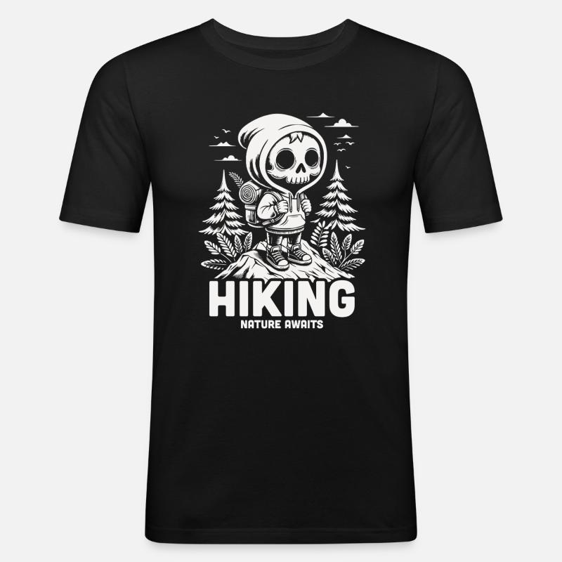 HIKING - Männer Slim Fit T-Shirt - Schwarz