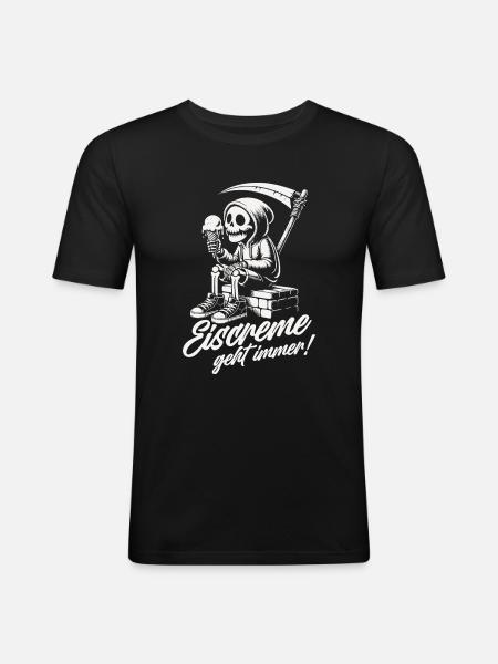 Eis geht immer - Männer Slim Fit T-Shirt - Schwarz
