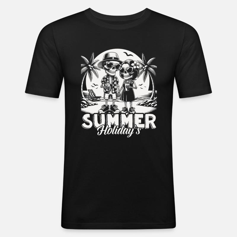 Summer Holidays - Männer Slim Fit T-Shirt - Schwarz