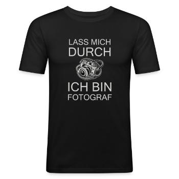 Fotograf Spruch Geschenk T-Shirt Lustig Fotografie - Männer Slim Fit T-Shirt - Schwarz - Vorne - Nik (191cm)