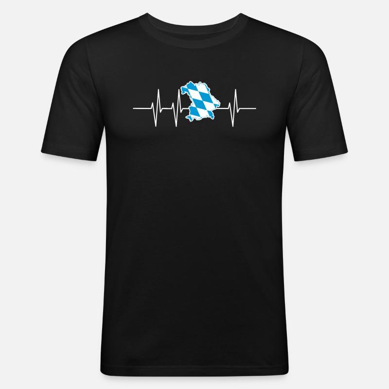 Bayern Herzschlag Geschenk Frequenz Bier stolz - Männer Slim Fit T-Shirt - Schwarz
