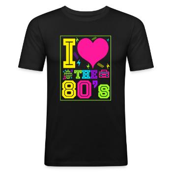 Ich liebe die 80er Geschenk Achtziger Jahre retro - Männer Slim Fit T-Shirt - Schwarz - Vorne - Nik (191cm)