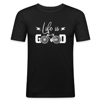 Ich liebe Radfahren Geschenk MTB Rennrad - Männer Slim Fit T-Shirt - Schwarz - Vorne - Nik (191cm)