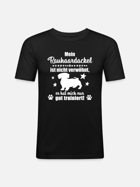 Rauhhaardackel - witziges Statement! - Männer Slim Fit T-Shirt - Schwarz