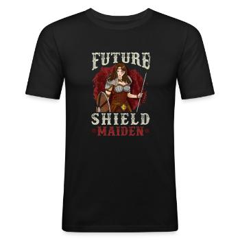 Les filles Vikings Cadeau - Future Shield Maiden - T-shirt près du corps Homme - noir - Devant - Nik (191cm)