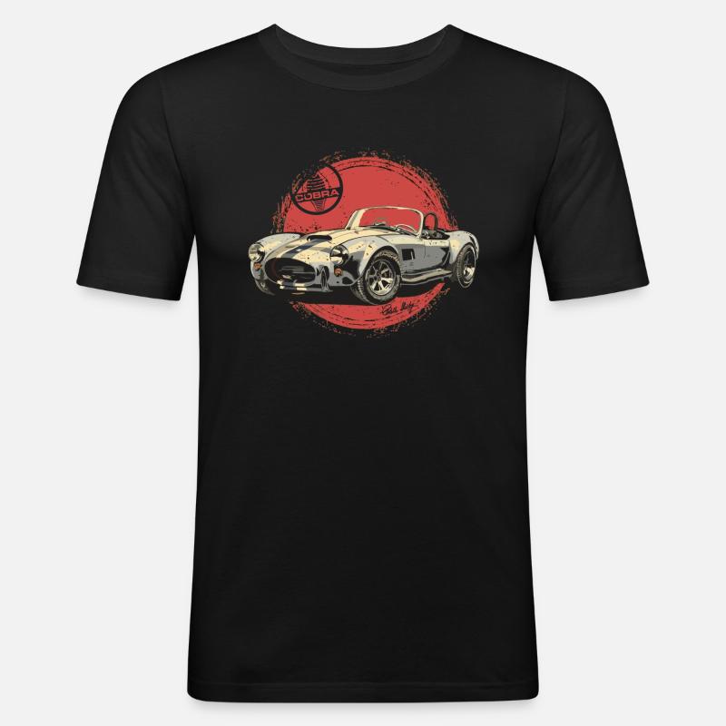 AC Cobra Sonne - Männer Slim Fit T-Shirt - Schwarz