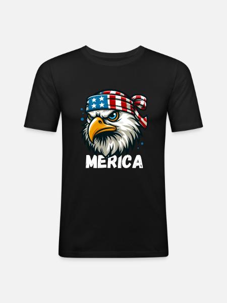 America Eagle USA Independence Day United States - Herre Slim Fit T-Shirt - sort