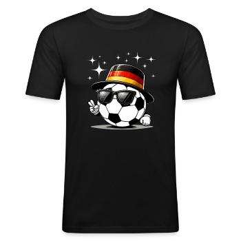 Fußball Deutschland Fußballfan Fußballspieler Tor - Männer Slim Fit T-Shirt - Schwarz - Vorne - Nik (191cm)
