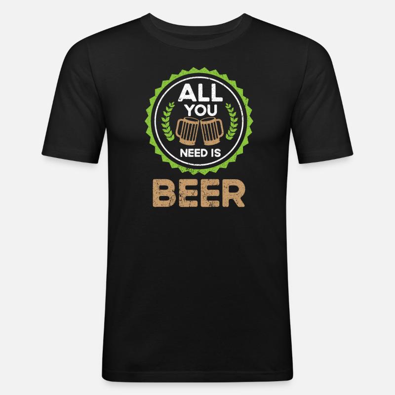 Bier Biertrinker Bierdose Bierflasche - Männer Slim Fit T-Shirt - Schwarz