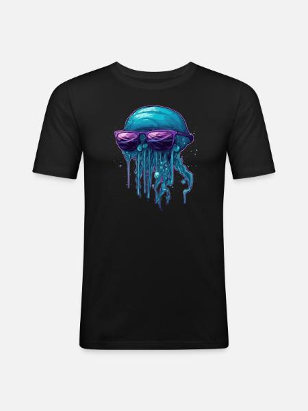 Qualle Jellyfish - Men's Slim Fit T-Shirt - black