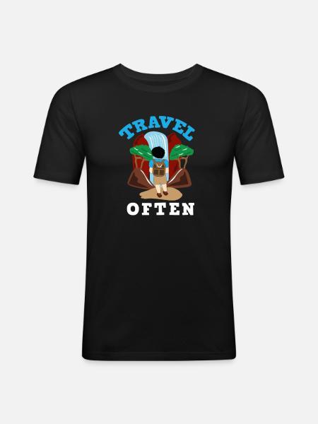 Rejser, Rejser, Ferie, Ferie, Rejser - Herre Slim Fit T-Shirt - sort