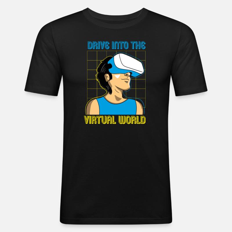 VR Brille Virtual Reality Gaming - Männer Slim Fit T-Shirt - Schwarz