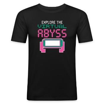 VR Brille Virtual Reality Gaming - Männer Slim Fit T-Shirt - Schwarz - Vorne - Nik (191cm)
