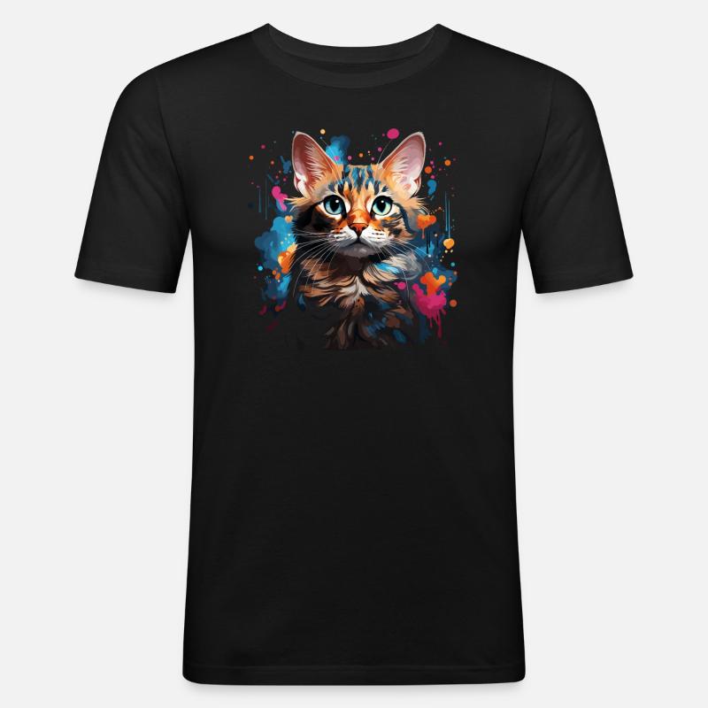 Bengal Katze - Männer Slim Fit T-Shirt - Schwarz
