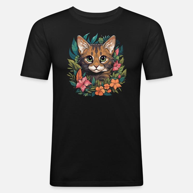 Bengal Katze - Männer Slim Fit T-Shirt - Schwarz