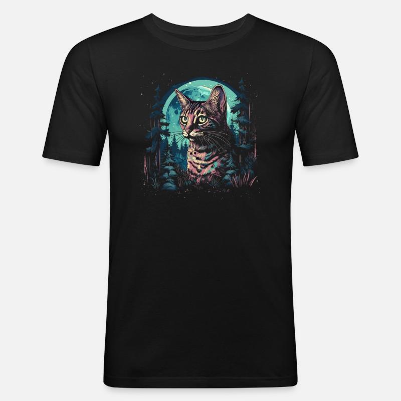 Bengal Katze - Männer Slim Fit T-Shirt - Schwarz