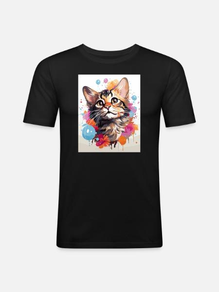 Bengal Katze - Männer Slim Fit T-Shirt - Schwarz