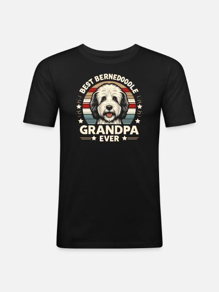Bernedoodle Hund Opa - Männer Slim Fit T-Shirt - Schwarz