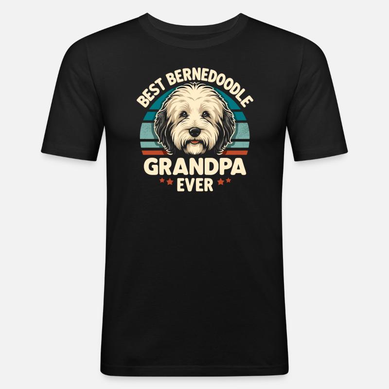 Bernedoodle Hund Opa - Männer Slim Fit T-Shirt - Schwarz