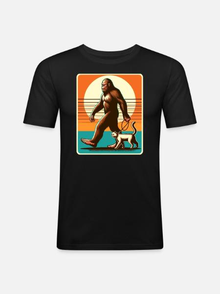 Bigfoot Cat Funny Pictures - Men's Slim Fit T-Shirt - black