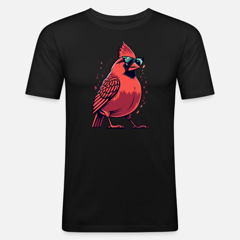 Kardinal Vogel Rotkardinal - Männer Slim Fit T-Shirt - Schwarz