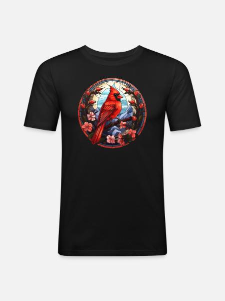 Red Cardinal Vogel - Men's Slim Fit T-Shirt - black