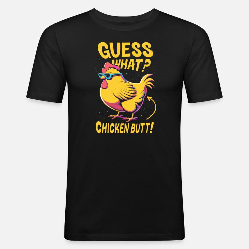 Devinez quel mégot de poulet - T-shirt près du corps Homme - noir