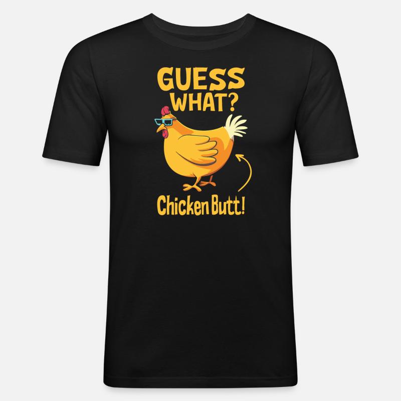 Devinez quel mégot de poulet - T-shirt près du corps Homme - noir