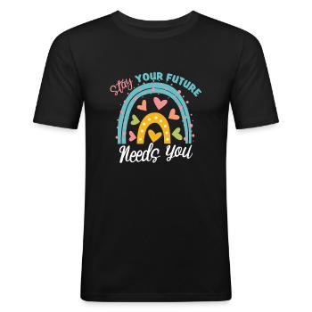 Sensibilisation à la santé mentale Dépression Suicide Prévenir - T-shirt près du corps Homme - noir - Devant - Nik (191cm)