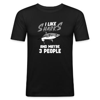 Shark Ocean Predator Sea Creature - Männer Slim Fit T-Shirt - Schwarz - Vorne - Nik (191cm)