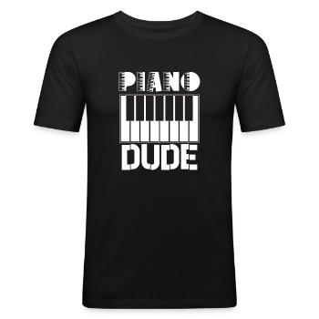 Pianiste Funny Piano Keyboard - T-shirt près du corps Homme - noir - Devant - Nik (191cm)