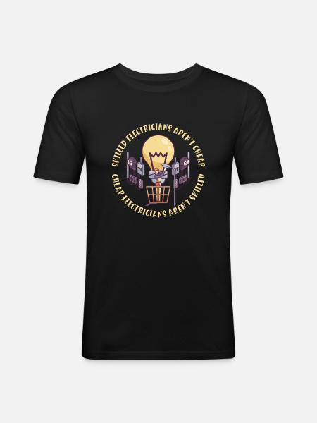 Electrician Electrical Engineer Lineman Electrical - Men's Slim Fit T-Shirt - black
