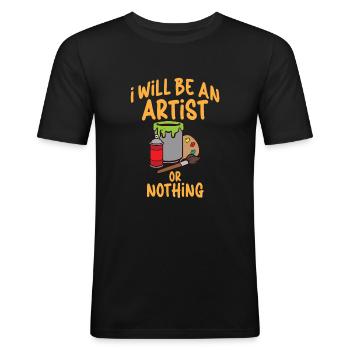 Künstler Malerei Maler Kunstfarbe Kunstlehrer - Männer Slim Fit T-Shirt - Schwarz - Vorne - Nik (191cm)