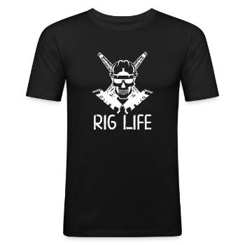 Spinfield Wife Roughneck Oil Drilling Frac crew - T-shirt près du corps Homme - noir - Devant - Nik (191cm)