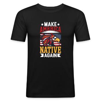 Indische Ureinwohner Geschichte Der Indigenen - Männer Slim Fit T-Shirt - Schwarz - Vorne - Nik (191cm)