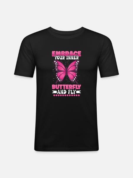 Insecte papillon monarque Monarque Habitat - T-shirt près du corps Homme - noir