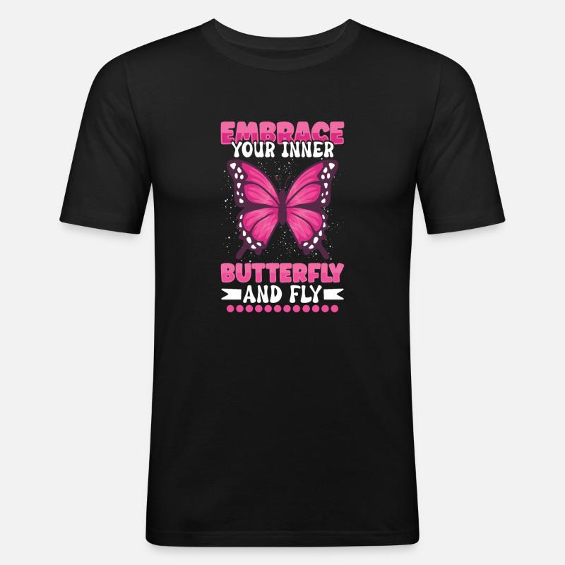 Insecte papillon monarque Monarque Habitat - T-shirt près du corps Homme - noir