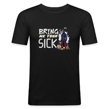 Creepy Halloween horror plague doctor - Men's Slim Fit T-Shirt - black - Front - Nik (191cm)