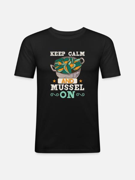 Mussels Seafood Shellfish - Men's Slim Fit T-Shirt - black