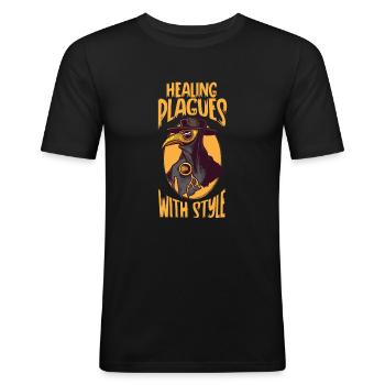 Gruseliger Halloween-horror-seuchendoktor - Männer Slim Fit T-Shirt - Schwarz - Vorne - Nik (191cm)