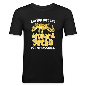 Drôle de gecko léopard, drôle de gecko, humour reptilien, - T-shirt près du corps Homme - noir - Devant - Nik (191cm)