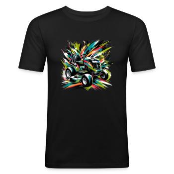 Rasenmäher-rennen Rasenmäher-rennen Rasenmäher - Männer Slim Fit T-Shirt - Schwarz - Vorne - Nik (191cm)