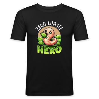 Lombriciculture Jardinage de vers de terre Vermiculture - T-shirt près du corps Homme - noir - Devant - Nik (191cm)