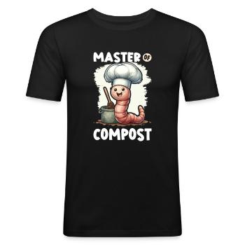 Lombriciculture Jardinage de vers de terre Vermiculture - T-shirt près du corps Homme - noir - Devant - Nik (191cm)