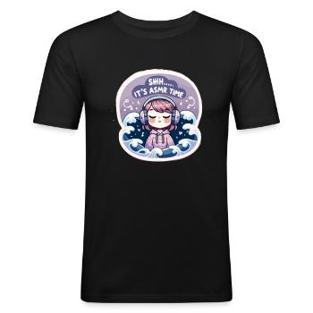 Asmr Chuchotant Asmr Enthousiaste Pleine Conscience - T-shirt près du corps Homme - noir - Devant - Nik (191cm)