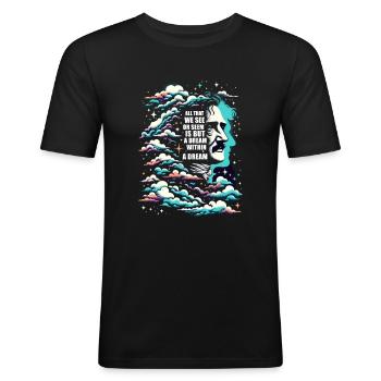 Edgar Allan Poe Fan, Klassische Literatur, - Männer Slim Fit T-Shirt - Schwarz - Vorne - Nik (191cm)